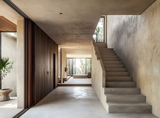 Modern Minimalist Concrete Staircase Interior Design