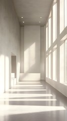 Obraz premium Minimalist Architecture Interior Design With Large Windows