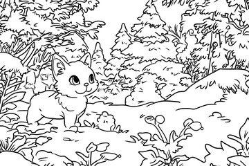 Fototapeta premium Cute Kitten In The Forest