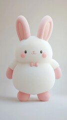 A white stuffed animal with pink ears