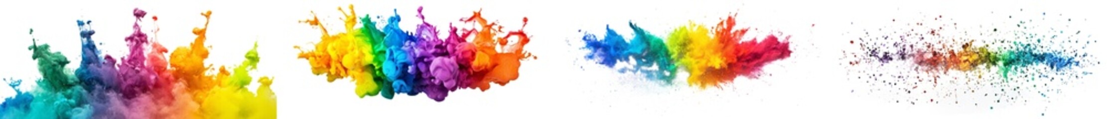 Obraz premium Detailed image of rainbow explosion isolated on white background.