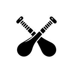 Two crossed hurling sticks symbolize Irish Gaelic sports passion and athletic competition, perfect for sports branding and cultural themes.