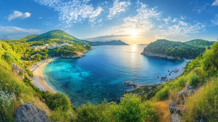 Fototapeta premium Spring view of Pirates Bay, Porto Timoni, Greece.