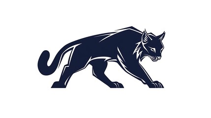 Fototapeta premium Stealthy Lynx Logo Design in Dark Blue on White Background with Sharp Vector Style