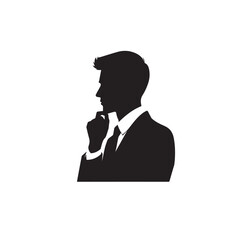 Businessman thinking vector illustration. Professional man silhouette. Businessman thinking logo, icon black and white.