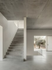 Obraz premium Modern Concrete Staircase in a Minimalist Home