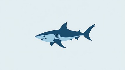 Fototapeta premium Underwater Elegance - Swimming Shark Logo in Minimalistic Vector Design