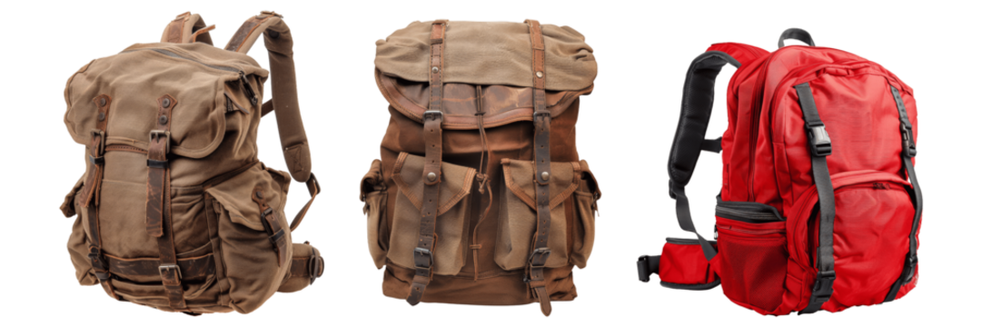 Set of backpack, isolated on transparent white background