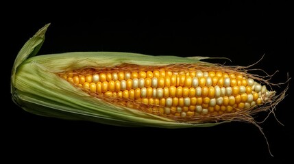 Ear corn close-up black studio