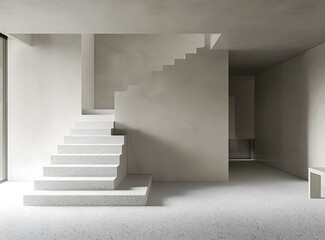 Obraz premium Minimalist Concrete Staircase Design in a Modern Interior