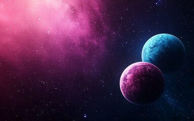 Obraz premium Design a sci-fi scene where grainy gradients of metallic blues and purples blend together, creating a cosmic atmosphere