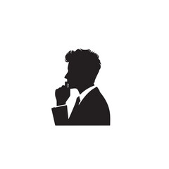 Businessman thinking vector illustration. Professional man silhouette. Businessman thinking logo, icon black and white.