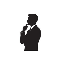 Businessman thinking vector illustration. Professional man silhouette. Businessman thinking logo, icon black and white.