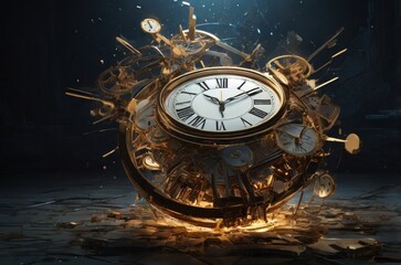 Fragments of Time: A Surreal Exploration of a Shattered Clock