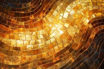 Luxurious Golden Mosaic: Radiant Abstract Illustration for Artistic Elegance