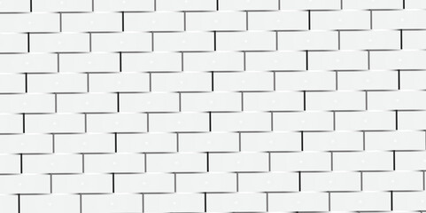 Brick wall at an angle in perspective. White brick background and texture, White brick wall background, texture of a wall from a natural white brick with small cracks and chips, close-up abstract bg .