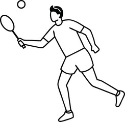 Fun Badminton Player Coloring Vector for Kids
