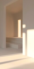 Fototapeta premium Minimalist White Room Interior with Light and Shadow