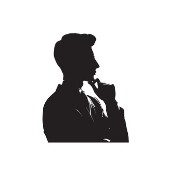 recommend clip art: Business man thinking silhouette. Professional man standing. Business man thinking logo, vector design.