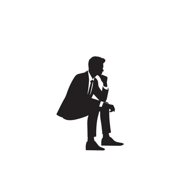 recommend clip art: Business man thinking silhouette. Professional man standing. Business man thinking logo, vector design.
