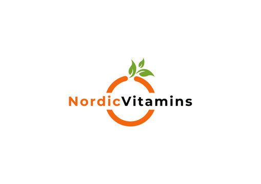 NordicVitamins, vitamins, orange, leaves, fruit, logo, design, icon, text, texts, letter, letters, food, health, vitamin c, professional, clearn, template, logo, creative, idea., leaf, eco, nature, tr