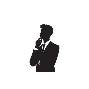 recommend clip art: Business man thinking silhouette. Professional man standing. Business man thinking logo, vector design.