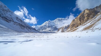 Fototapeta premium Snowcapped Thorong la Pass in Annapurna