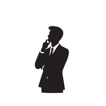 recommend clip art: Business man thinking silhouette. Professional man standing. Business man thinking logo, vector design.