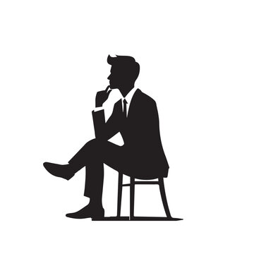 recommend clip art: Business man thinking silhouette. Professional man standing. Business man thinking logo, vector design.