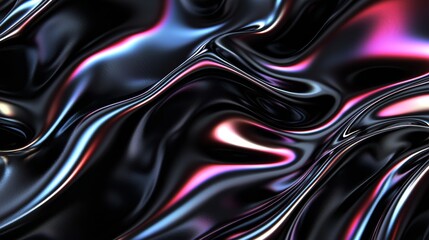 Obraz premium Liquid chrome with chromatic gradients shifting colors on black