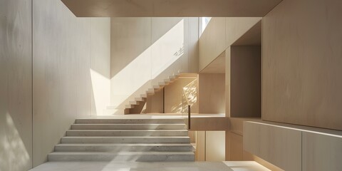 Obraz premium Modern Minimalist Staircase in a House Interior