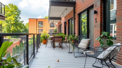 Modern Balcony with Patio Furniture and City View