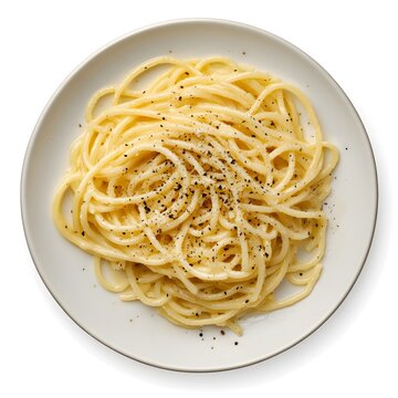 Classic italian cacio e pepe pasta with freshly ground black pepper