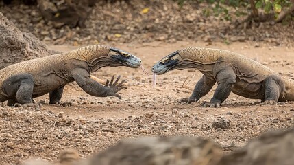 Komodo Dragons Facing Off