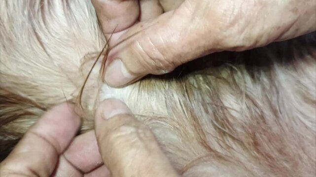 Manual Flea Removal on a Cat&rsquo;s Coat for Better Hygiene