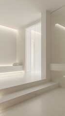 Fototapeta premium White Minimalist Interior Design With Steps And Doorway