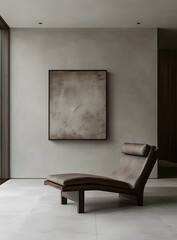 Fototapeta premium Modern Minimalist Interior Design with Chaise Lounge and Abstract Art
