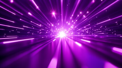 Obraz premium Dynamic purple light rays burst forward in an abstract representation of energy and movement, creating a captivating visual experience