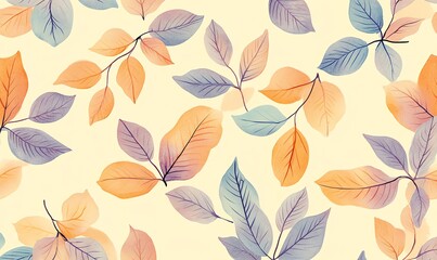 Autumn colorful Leaves Seamless Pattern Vector Illustration