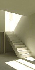 Fototapeta premium Staircase With Sunbeams in Modern Building