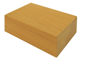 Wooden school geometric solid cuboid for geometry classes isolated on white background. Learning items concept