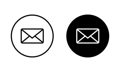 Email, envelope, message icon on black circle. Mail concept