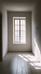 Sunlight Streaming Through Window in Empty Room