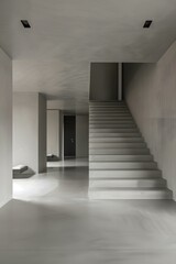 Fototapeta premium Minimalist Concrete Staircase in Modern House Interior
