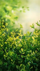 Obraz premium Full frame of green foliage on branches and blurred background