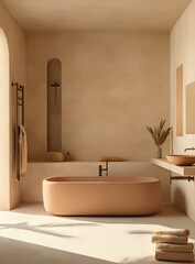 Minimalist Bathroom Interior Design with Freestanding Tub