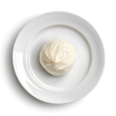 Minimalistic presentation of dumpling on white plate - modern food photography