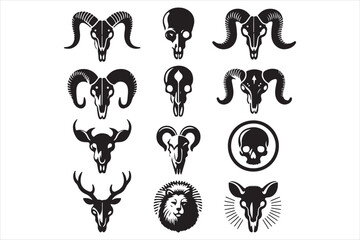 Fototapeta premium Animal skull silhouette, icons set 16.eps