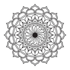 Circular pattern in the form of a mandala. Henna tatoo mandala. Mehndi style.Mandala Line Illustration