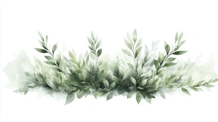 A beautiful watercolor illustration of lush green leaves, perfect for nature-themed designs and backgrounds.